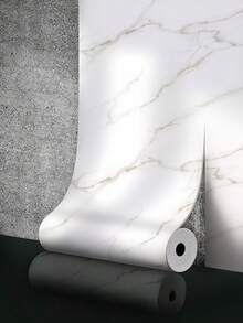 1 Roll Matte Marble Pattern Faux Tile Wall Sticker, Self-Adhesive Waterproof Moisture-Proof Background Wall Decor Panel, Self-Adhesive Aluminum Plastic Board DIY Marble Pattern Wall Sticker For Living Room, Bathroom, Bedroom Wall Renovation Wallpaper - Multicolor - View 3