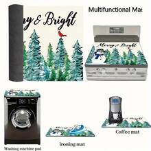 1pc Christmas Snowman Pattern, Kitchen Countertop Absorbent Drying Mat, Coffee Machine Mat, Pour-Over Coffee Pot Mat, Dish Drying Mat, Non-Slip Heat-Resistant Kitchen Mat, Table Mat, Breakfast Mat, Washing Machine Mat, Home Kitchen Dining Table Coffee Shop Bar Decor Mat, Holiday Party Housewarming Gift - Multicolor - View 7