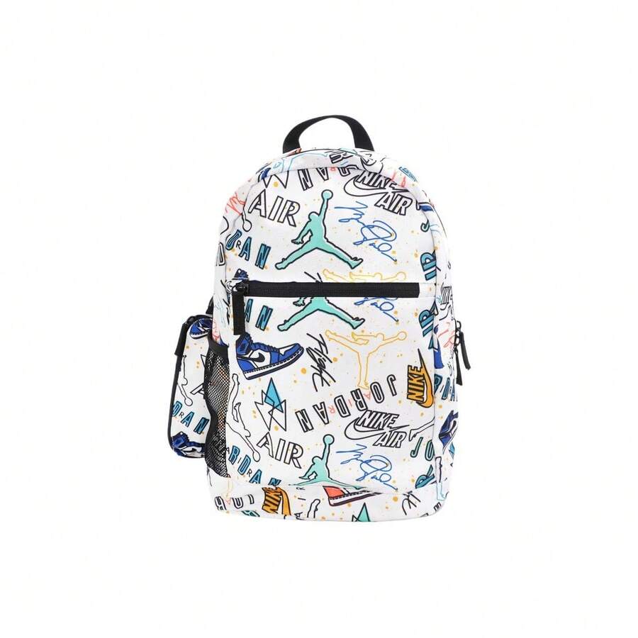 Nike Jordan Graffiti Large Capacity Zipper Backpack Polyester School Bag Unisex Couple Style White - White - View 1