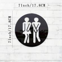 2D Flat Modern Black Acrylic Bathroom Sign, Wall-Mounted Neutral Restroom Door Sign With Floating Numbers - Suitable For Shopping Centers, Bars And Restaurants, 2D Flat - A - View 7