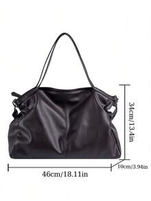 Minimalist Style Coffee Colored PU Material Women's Tote Bag, Versatile Large Capacity Storage Adjustable Shoulder Strap Shoulder Bag/Crossbody Bag - Coffee Brown - View 7
