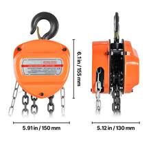 Polipasto de Cadena Manual, Polipasto de Polea Resistente con Cadena Galvanizada G80 Mejorada, Altura de Elevación de 6 m Carga de 1 T para Garaje, Almacén y Maquinaria Automotriz, Naranja - 11,6 kg - Ver 10