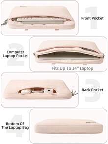 Women's Quilted Laptop Bag, Thickened Computer Tote Bag With Shoulder Strap, Large Capacity Shockproof Tablet Bag, Casual Neutral Style, Suitable For Teachers And Students As Storage And Organizer Bag, Suitable For Male And Female Students And Teenagers - Multicolor - View 3