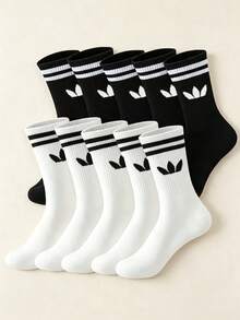 1/5/10 Pasang Kaos Kaki Olahraga Pria Bergaris Warna Polos, Kaos Kaki Pasangan, Kaos Kaki Kasual Penyerap Keringat dan Bernapas, Unisex, Cocok untuk Penggunaan Sehari-hari - MultiWarna - View 2