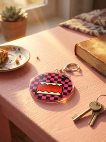 1Pc/9Pcs Domo-Kun Classic Anime Character Theme Multi-Color Textured Round Acrylic Keychains, Including Blue Pixel, Yellow Abstract, Green Leopard Print, Pink Checkerboard, Galaxy Starry Sky, Classic Landscape, Pink Glitter, Brown Fuzzy And Rainbow Gradient Designs, Fashionable Bag Charms, Suitable For Fan Gifts, Cute Collectibles, All Seasons - Multicolor - View 14