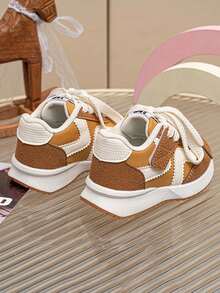 Toddler Colorblock Retro Casual Sports Shoes With Hook-And-Loop Soft Sole Non-Slip - Yellow - View 4