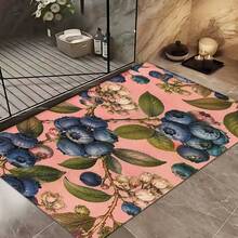 Pink Background Blueberry Print Long Runner Rug, Home Indoor Decor, Kitchen Runner, Entryway Mat, Hallway Entrance Decor, Bedroom Bedside Rug, Living Room Rug, Laundry Room Mat, Bathroom Mat, Suitable For Apartment, Dorm And Home Daily Decor - Multicolor - View 5