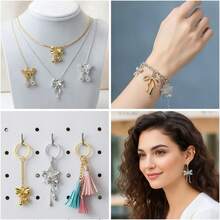 1pc 18K Golden Plated Bowknot Charms With Rhinestones Vintage Filigree Lotus Tassel Pendants Elegant DIY Jewelry Making Supplies For Handmade Craft - Multicolor - View 6