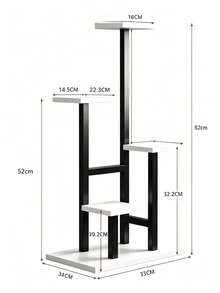 4-Tier Staggered Plant Stand, Black White, Uneven Height Design, Stable Large Base, For Living Room Balcony Plant Display, Indoor Corner Decor - Multicolor - View 11