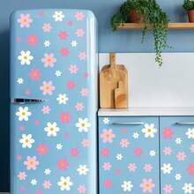 1 Set Pink & White Daisy Wall Stickers, Boho Style, PVC Material, Irregular Floral Shape, Mixed Flower Pattern Details, Removable Self-Adhesive Wall Decals, Suitable For Bedroom, Window, Cabinet And Home Wall Decoration, All-Season Home Decor - A - View 2