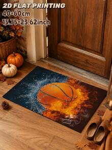 1pc Christmas Gift Ice & Fire Basketball Pattern Entryway Mat, Cool Flame Basketball Entry Mat, Spring/Autumn Minimalist Rug, Bedside Rug, Decorative Rug, Welcome Mat, Carpet, Floor Mat, Outdoor Door Mat, Kitchen Home Decor, Front Door Mat, Area Rug, Outdoor Mat, Home Decor, Garden Rug, Washable Rug - Multicolor - View 4