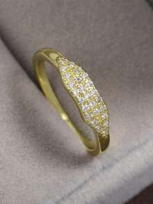 rakol 1pc Fashionable Cubic Zirconia Simple Thin Ring For Women - Gold - View 4