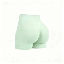 DFYNE Shorts de Gimnasio para Mujer con Contorno de Glúteos| Pretina Acanalada Baja| Nylon Elástico Cómodo y Moldeador para Entrenamiento - Verde palma - Ver 1