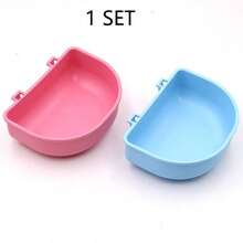 1 Set Detachable Cage Hanging Bowls For Small Pets, Blue & Pink Food Feeder Set, Easy To Install, Anti-Tip Design For Rabbit And Hamster - 500ml - View 9