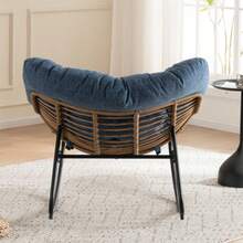 Oversized Egg Rocking Chair, Wicker Rattan Patio Lounge Chair With Thick Cushion, Egg-Shaped Rocker For Balcony, Porch, Garden & Bedroom - Blue - View 1
