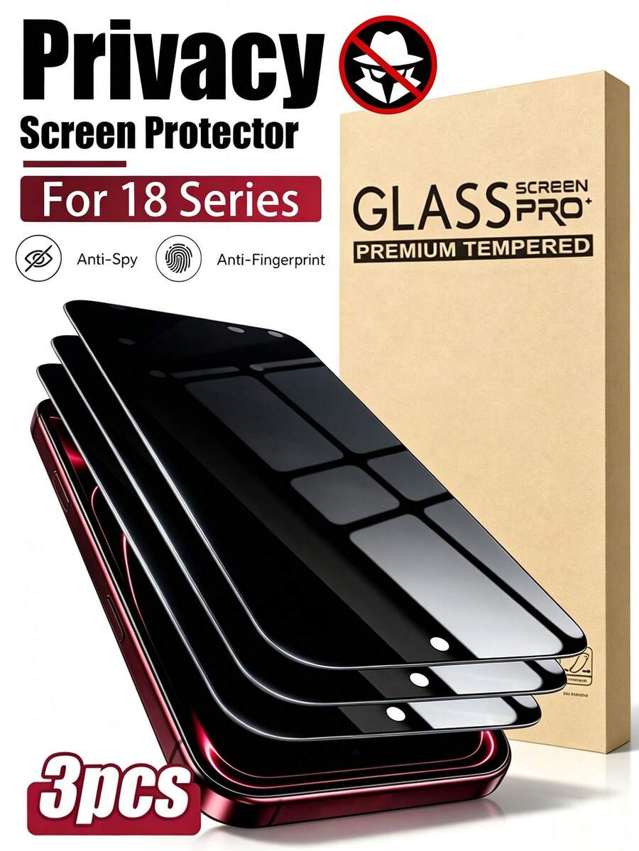Gorilla Hero 3pcs Anti-Peeping Privacy Screen Protector, Only Supports Side Anti-Peeping, Clear Front View, Compatible With 2026 Models, Compatible With IPhone Duo/18promax/18pro/18/17e/17 Pro Max/17 Pro/17Air/17/16 Pro Max/16 Pro/16 Plus/16/15 Pro Max/15//14/13/12 And Other Models. Waterproof, Fingerprint-Resistant, High Hardness Anti-Collision, Precise Cutouts Without Blocking Camera, Easy Installation.