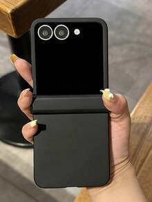 New Heart Pendant Portable Hand Strap Lanyard Protective Phone Case Compatible With Samsung Galaxy Z Flip8 ZFlip 7 Z Flip6 ZFlip 5 Solid Color Hinge Hard Cover - Black - View 4