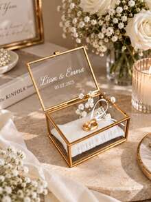 Personalized Wedding Ring Box With Couple's Names, Wedding Date And Latitude/Longitude Coordinates. Suitable For Wedding, Engagement Or Proposal, Perfect Wedding Photo Prop And Ideal Anniversary Gift - Multicolor - View 10