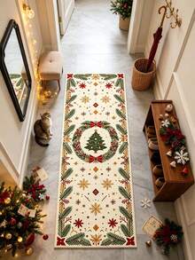 1pc Pine Christmas Tree Runner Rug, Hallway Long Carpet, Area Rug, Living Room Home Decor, Room Decoration, Washable Carpet, Christmas Gift - Pine Christmas Tree - View 1