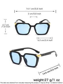 RENNES 1pc Men Retro Square Fashionglasses, Gold Inlay Decor Durable Light-Tinted PC Lenses, Stylish Design Eyewear For Travel Driving Vacation - Multicolor - View 9
