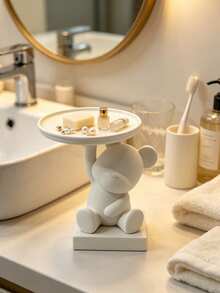 Bear Tray Jewelry Storage Decor, Living Room Desktop Organizer And Home Decoration, Multi-Functional Desktop Decor, Suitable For Jewelry, Keys, Wireless Earphones And Other Small Items Storage, Home Decor Or Commemorative Gift - Multicolor - View 3