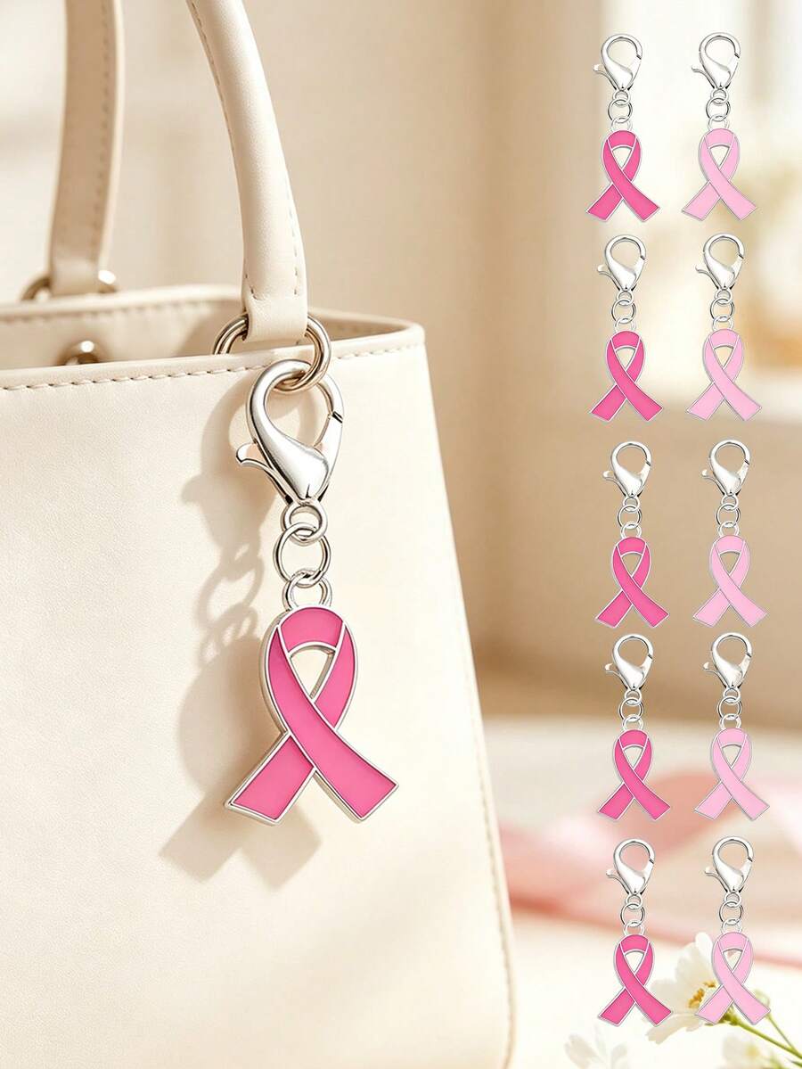 Breast Cancer Awareness Keychain Accessories - Fashionable Pink Ribbon Keychains ,Breast Cancer Awareness Pendants,Bag Charm,Breast Cancer Awareness - Multicolor - View 1