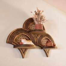 Sunburst Shelf - Fan Pattern Shelf - Rattan Caning Shelf - Arch Shelf - Art Deco Wall Decor - View 8