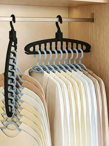 10pcs Clothes Hanger, Multi Hook Space Saving Closet Organizer With Vertical Hanging Design, Multifunctional Garment Storage Rack For Clothes, Wardrobe, Bedroom, Laundry Room, Home Organization, Travel Storage, Practical Household Gift - Multicolor - View 3