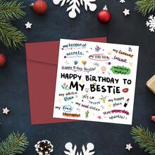 1pc Funny Birthday Greeting Card For Bestie - Happy Birthday Card For Soul Sister, Celebration Wishes For A Special Friend - Best Friend Birthday Card, Includes Envelope - A - View 5