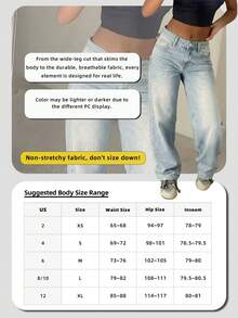 Women's Vintage Loose Stacked Straight Leg Jeans Casual Fall - Light Wash - View 6