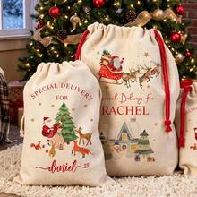 Personalized Santa Sack, Christmas Present Bag, Christmas Toy Sack, Christmas Eve Box,First Christmas Gift Stockings - White - View 1