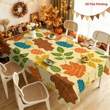 1/2pcs Autumn Tablecloth, Autumn Maple Leaf Plaid Polyester Tablecloth Suitable For Dining Table, Kitchen, Coffee Table, Picnic, Camping, Country Farmhouse Decor, Thanksgiving Holiday Tabletop Protection And Beautification - Multicolor - View 14