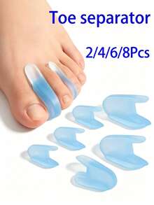 Gel Toe Separators - Soft & Comfortable I-Shaped Design, Suitable For Overlapping Toes, Minimalist Foot Accessory, Portable, Day & Night Use, Unisex, 3.99cm + 4.98cm, Transparent Blue - Multiple Styles - View 1