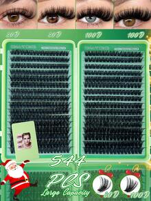 640/608/540pcs DIY Eyelash Extension Kit: Mixed Length 10-16mm, 10D-150D Cluster, 0.07mm D Curl, Fluffy Style. Includes Glue, Brush And Tweezers. Suitable For All Makeup Looks, Portable And Beginner-Friendly. - Multicolor - View 14