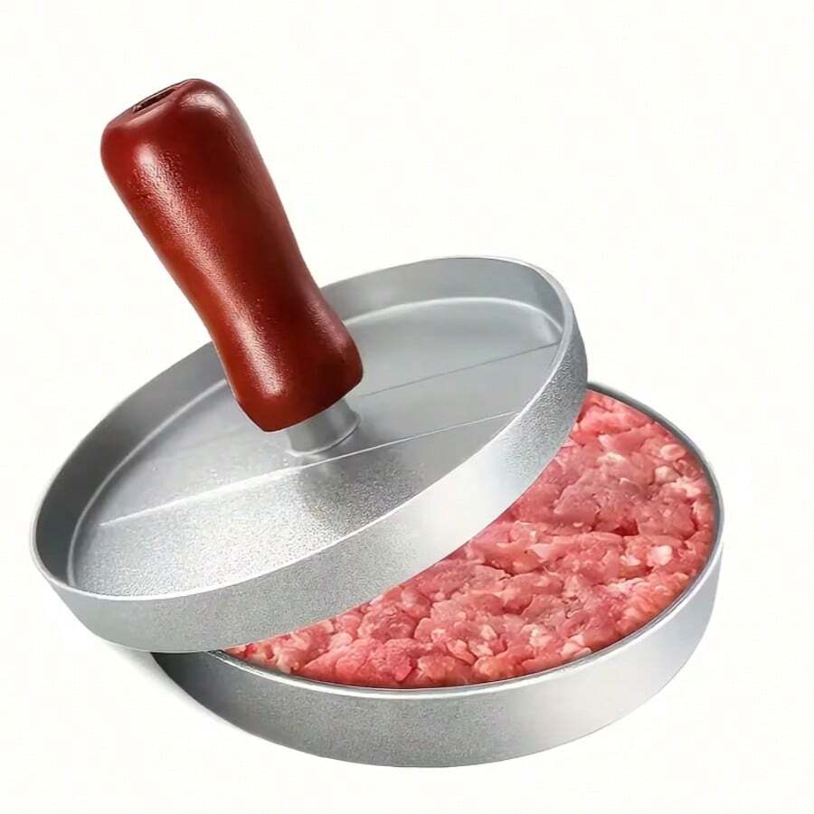 Burger Patty Press, Round Manual Meat Press, Kitchen BBQ Tool, Perfect For Kitchen And Camping - Silver - View 1