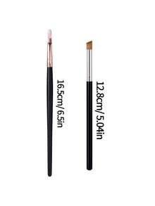 4pcs Professional Makeup Brush Set Soft Bristle Lip Brush + Angled Concealer Brush Precise Lip Line Definition Conceal Blemishes Dark Circles Beginner Portable Eye & Lip Makeup Tools - Black - View 8