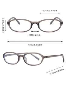 1 Pair Men's Transparent Grey Oval Frame Minimalist Commuter Style Versatile Non-Prescription Glasses - Translucent Gray - View 4