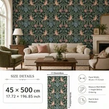 SUPSTICKER Vintage Botanical Bird Peel & Stick Wallpaper, Removable PVC Wall Decor For Bedroom, Living Room & Reading Corner - Flowers - View 15