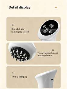 Cordless Handheld Electric Massager With 21 Rolling Heads & 9-Level Adjustable Vibration/Heat, LED Display, Rechargeable 1200mAh Battery, Portable Body Relaxation Tool For Neck, Back, Arms & Legs, Lightweight Design.Festival, Gift - 6103 - View 8