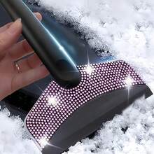 1pc Rhinestone Car Snow Scraper Ice Scraper, Crystal Windshield Snow Removal Tool, Shiny Winter Car Accessory, Car Window Ice And Snow Remover, Cute Snow Cleaning Tool - A - View 4