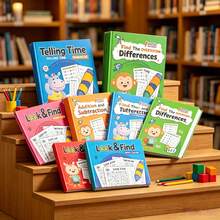 1pc Toddler Interactive Coloring & Treasure Hunt Book, Includes Hidden Pictures, Handwriting Practice & Spot The Difference Pages, Enhances Memory, Color Recognition & Focus, Educational Travel Game For Kids, Back To School, Christmas & Birthday - Multicolor - View 5