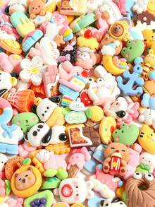 10-500Pcs Random Cartoon Resin Flatback Charms, Cute Girly Mixed Style DIY Accessories For Phone Case, Keychain, Hair & Jewelry Making - Multicolor - View 5