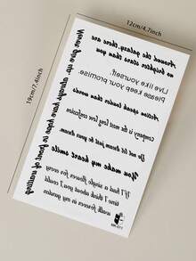 1pc Artistic Inspirational English Quote Pattern Party Gift Holiday Gift DIY Music Festival Temporary Tattoo Sticker For Arm Shoulder Neck Collarbone Leg Waterproof Body Skin - Black - View 9