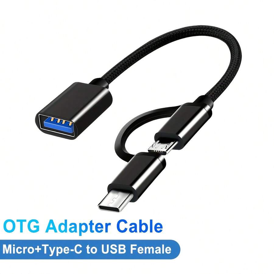 USB 母頭轉 Micro USB 與 USB-C 公頭 OTG 轉接線 | USB 2.0 數據傳輸轉換器，相容 Android 裝置、滑鼠、鍵盤、相機、讀卡機，適用於 Sasun、MBook、Phone 15 Pro Max、Pad Pro Air