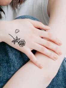 1 buah Stiker Tato Sementara Motif Ular Hitam, Kupu-kupu, Mata, Mawar, Hati, Kunci, Hadiah Pesta, Hadiah Liburan, Festival Musik untuk Tangan, Bahu, Leher, Pinggang, Perut, Tahan Air, Kulit Tubuh - Hitam - View 2
