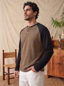 glestore Men's Retro "Old Money" Style Fuhua Ge Color-Blocked Long-Sleeve Polo Shirt Perfect For Everyday Commuting. Relaxed Fit. - Multicolor - View 3
