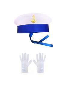 Hat With Ribbon Combination Sailor Hat For Boys And Girls Hat Decoration Accessory Set Hat Scarf Combination Cosplay Anime Costume Set Navy Style Outfit Event Costume Daily Wear Matching Party Gathering Holiday Outfit - Multicolor - View 12
