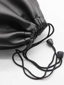 Tas Penyimpanan dan Tas Hadiah Earphone Kulit PU Lembut dengan Tali Serut, Tas Headphone Portabel Serbaguna, Kantong Headset Gaming, Tas Aksesori Kerajinan Perhiasan - Hitam - View 5