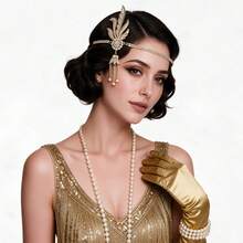 1920s Flapper Headpiece Rhinestones Flapper Headband Bridal Wedding Roaring 20s Hair Accessories For Women - A - View 1