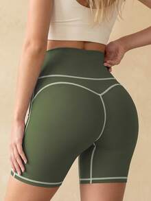 Soyun New High Elasticity High Waist Shorts, Tummy Control And Butt Lifting, Suitable For Daily Casual And Outdoor Activities Sports Summer - Green - View 1